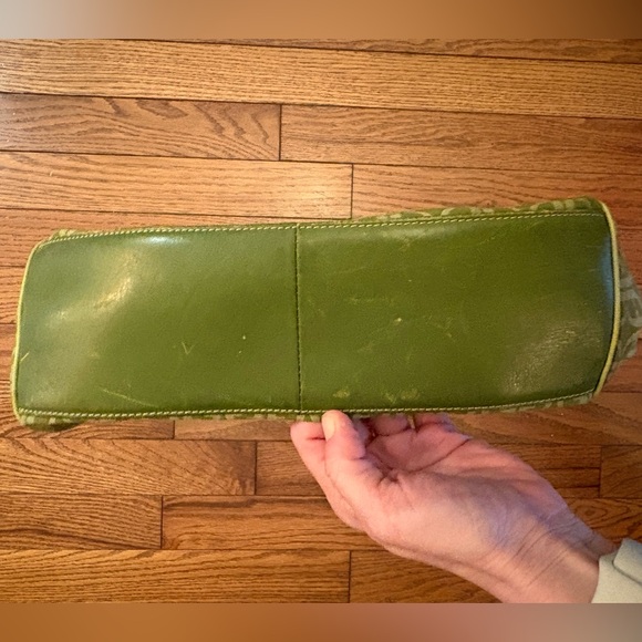 Y2K Vintage Fossil Leather Green Designer Shoulder Bag - Picture 3 of 5